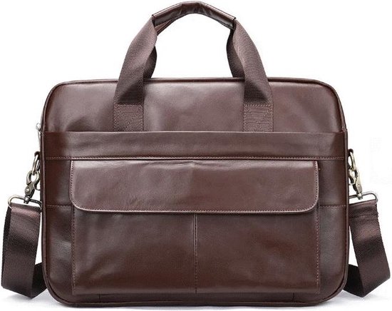 Laptoptas 14 inch Handtas Schoudertas Waterdichte tas Leder Roest Bruin- Urban U®