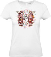 Dames T-shirt Carnavals Paar | Carnaval | Carnavalskleding Dames Heren | Wit | maat XXL