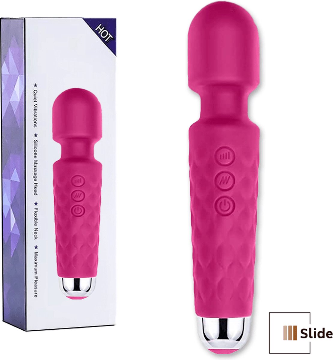 Slide® Massager and Wand Vibrator - G Spot Vibrator & Clitoris Stimulator - Silent Vibrators for Women - Sex Toys also for Couples - Erotic - Roze Rood