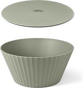Kunststof salade / serveerschaal met deksel - Nettuno - ∅ 25 x H 12 cm - Eucalyptus groen