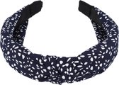 Haarband Diadeem Knoop Stippen Fantasie Donker Blauw