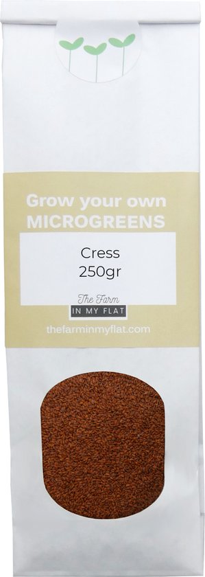 Tuinkers Kiemzaden 250 g - Biologisch | Microgreen/Microgroenten zaden | Lepidium sativum | Plastic vrij verpakt - The Farm in my Flat