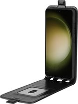 Just in Case Flipcase (omlaag) hoesje geschikt voor Samsung Galaxy S23+ - Effen Zwart - Kunstleer