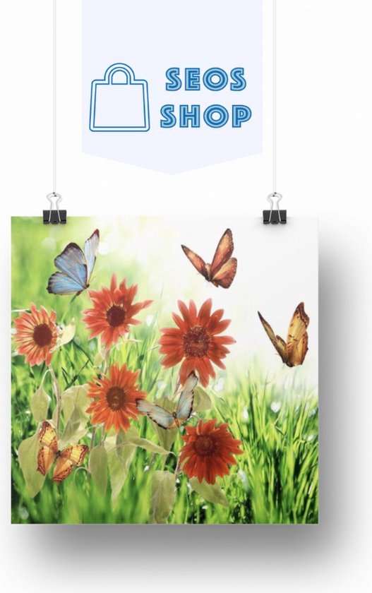 SEOS Shop ® Diamond Painting Volwassenen - Diamond Painting Kinderen - Diamond Painting Pakket Volledig - Bloemen en Vlinders - 40x40 cm