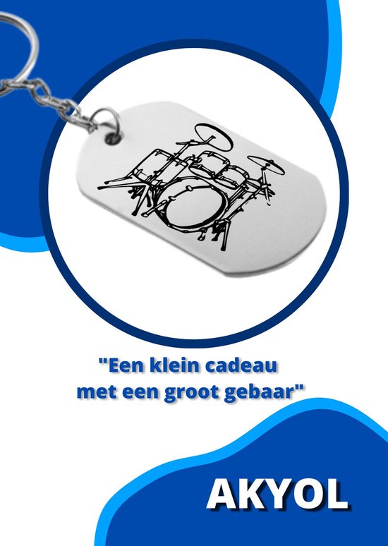Akyol - Drumstel Sleutelhanger - Drum - kado voor een drummer - muziek - 2,5 x 2,5 CM