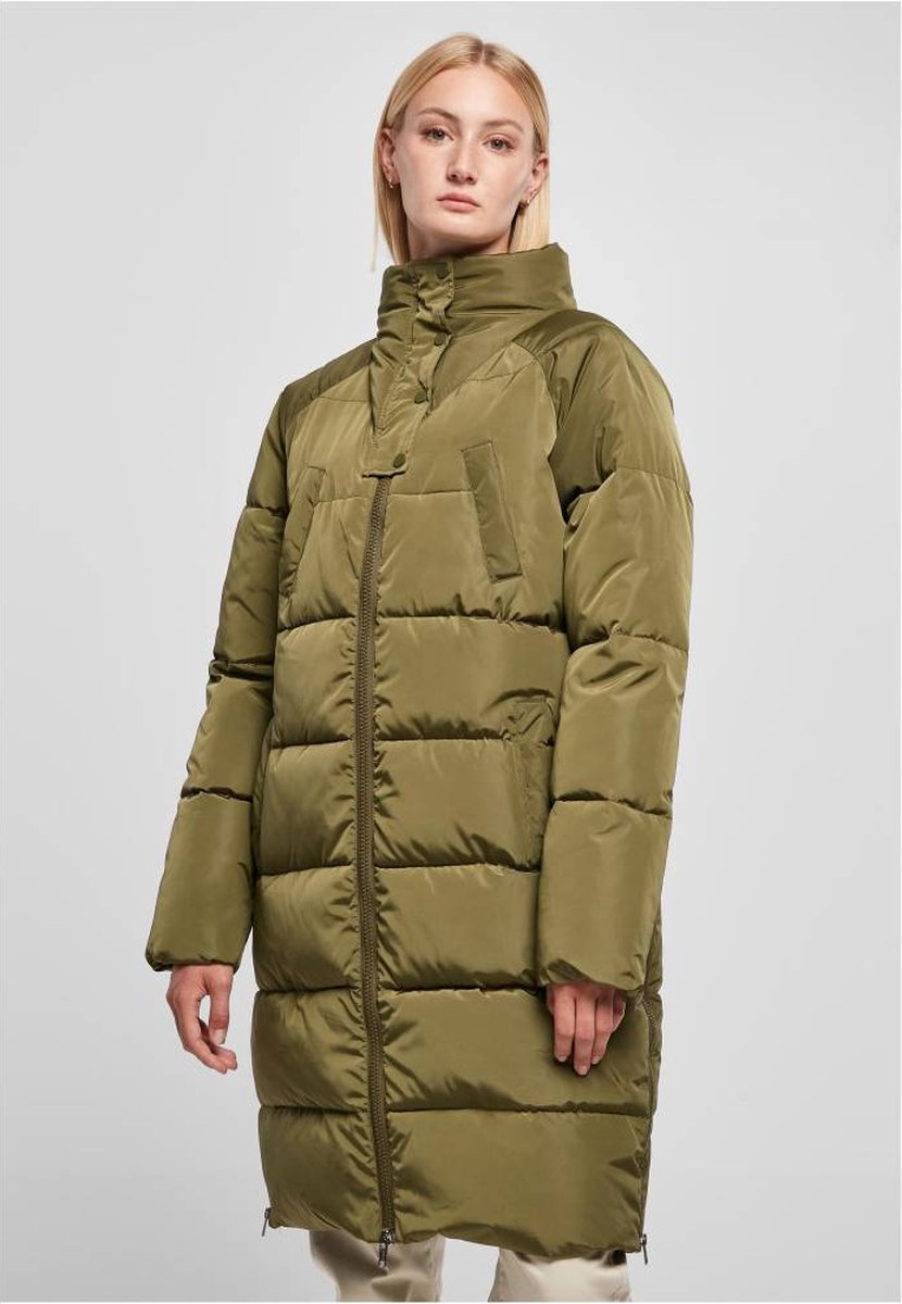 Urban Classics High Neck Puffer winterjas 3XL Olijfgroen