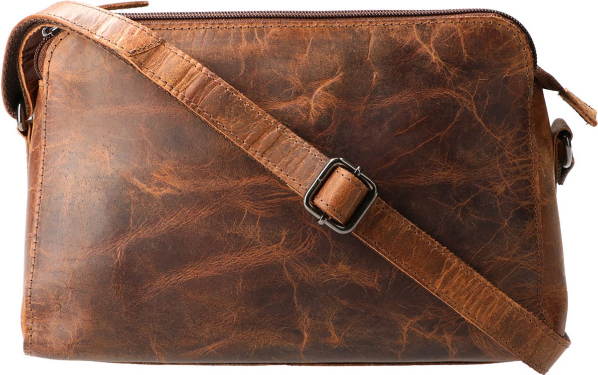 Leather Design Schoudertas Hunter Bruin