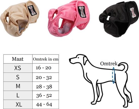 Loopsheidbroekje - zwart - Maat L - Hondenbroekje - luier voor teef - loopsheid - ongesteldheid - wasbaar
