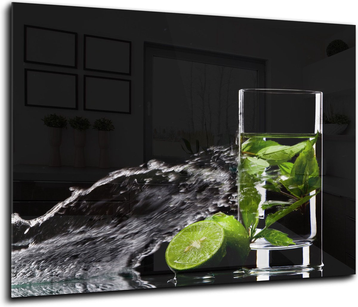 Crédence De Cuisine En Verre Trempé Noir 80x60 Cm - Protection Anti-Éclaboussures Dosseret