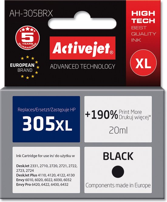 Originele inkt cartridge Activejet AH-305BRX Zwart