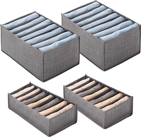 Kledingkast-organizer, opbergsysteem, 12 vakken, opvouwbare opbergdoos voor kleding, lade-organizer voor jeans, broeken, handdoek, shirt, truien, ondergoed, grijs (1 stuks