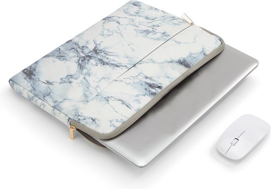 Trendfield 13 Inch Laptophoes voor Macbook Air & Pro - Sleeve 13.3 Inch Laptop Hoes - Wit Marmer - Trendfield