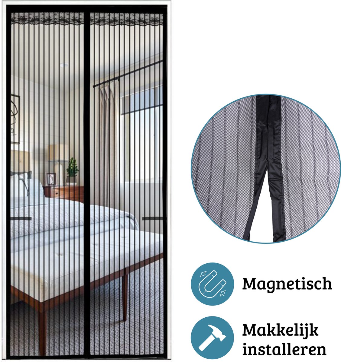 Magnetisch Vliegengaas Deur 215 x 205 cm deurgordijnen