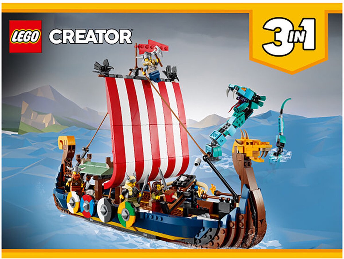 Nathaniel Ward Lastig oplichter LEGO Creator Vehicles Vikingschip en de Midgaardslang - 31132 | bol.com
