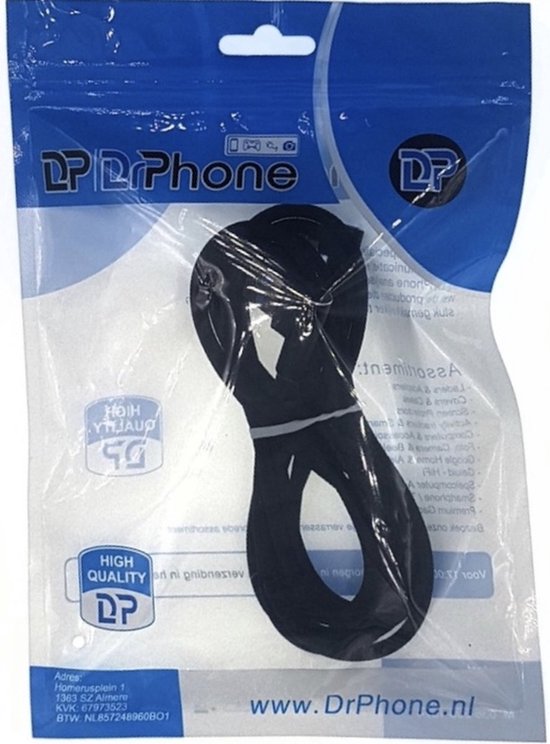 D9 Dubbele 90° Haakse Nylon 3.0A kabel – 3 Meter -Datasynchronisatie & Snel opladen – Compatibel Met iPhone - Zwart | Officiële Shop