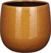 Mica Decorations - Cache-pot/pot de fleur - céramique - jaune ocre brillant/tacheté - D21/H19 cm