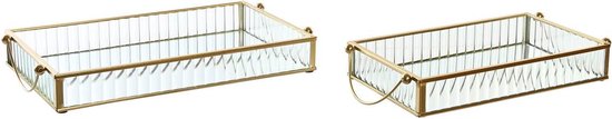 Set van trays DKD Home Decor Spiegel Gouden Metaal 2 Onderdelen Glam (31 x 18 x 5 cm)