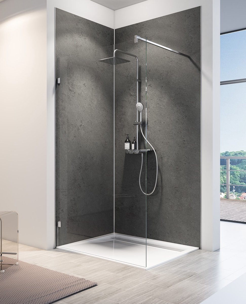 Schulte achterwand - Softtouch - steen antraciet - 100x255 - wanddecoratie - muurdecoratie - badkamer wandpanelen - muurbekleding