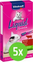 Vitakraft Cat Liquid-Snack Boeuf & Inuline 6 Pièces - 5 paquets