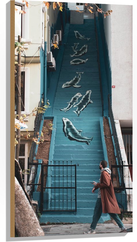 WallClassics - Bois - Escaliers peints avec joints - 50x100 cm - 9 mm d'épaisseur - Photo sur bois (avec système de suspension)