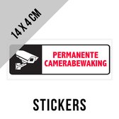 Pictogram/ sticker | "Permanente camerabewaking" | CCTV | Security | Diefstal | Criminaliteit | 14 x 4 cm | NL | Witte folie | Raamsticker | 2 stuks