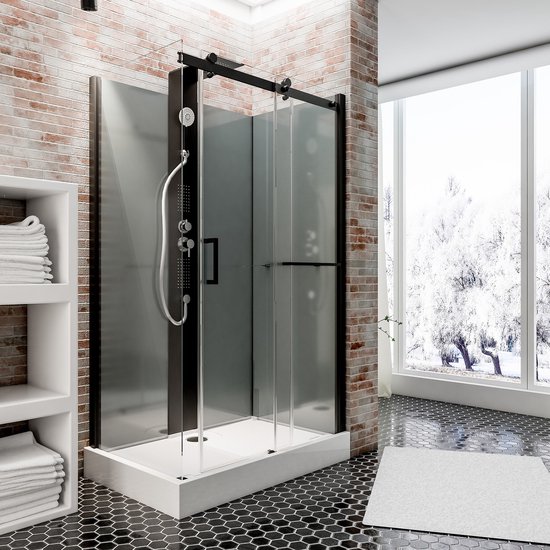 Schulte Korsika - cabine de douche fermée - 120x80x224 cm - profil noir -  verre de... | bol