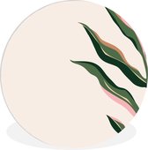 WallCircle - Cercle mural - Cercle mural intérieur - Design - Feuille - Vert - Abstrait - 90x90 cm - Décoration murale - Peintures ronds