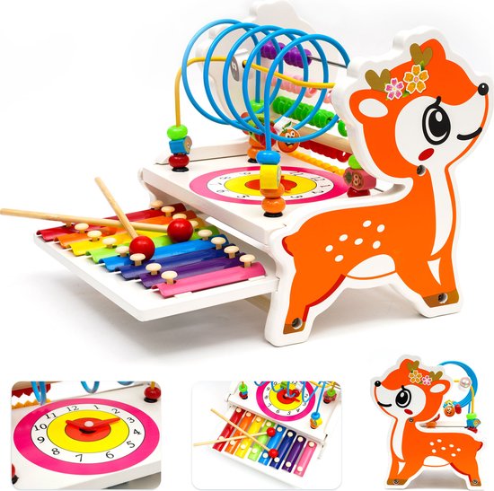 3-in-1 Houten Xylofoon Muziekinstrumenten-Telraam-Kinder Speelgoed Rekenrek -Montessori Voor Thuis Speelgoed- Educatief Spelen Speelgoed -Voor Kinderen Vanaf 1,2,3 jaar