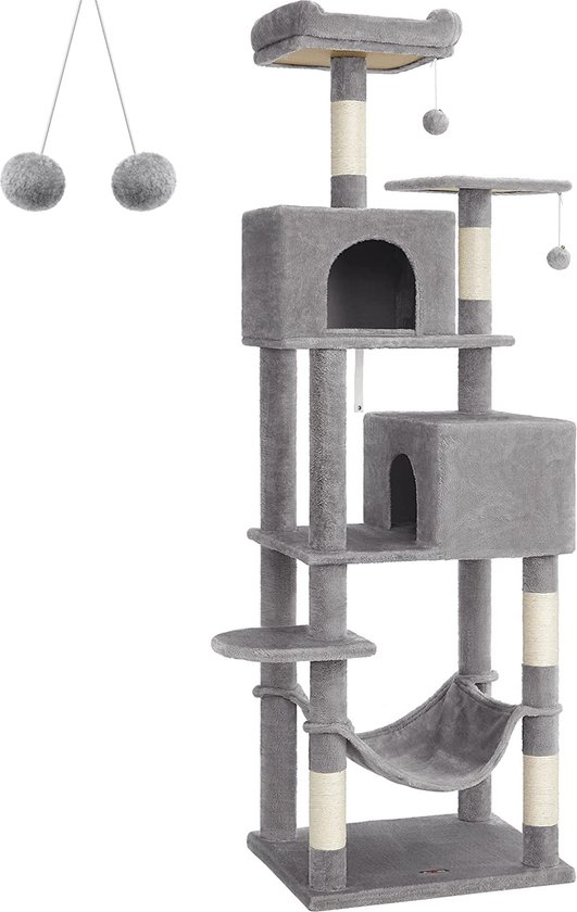 MIRA Home - Krabpaal - Kattenpaal - Grijs - Hout - 60x50x206cm