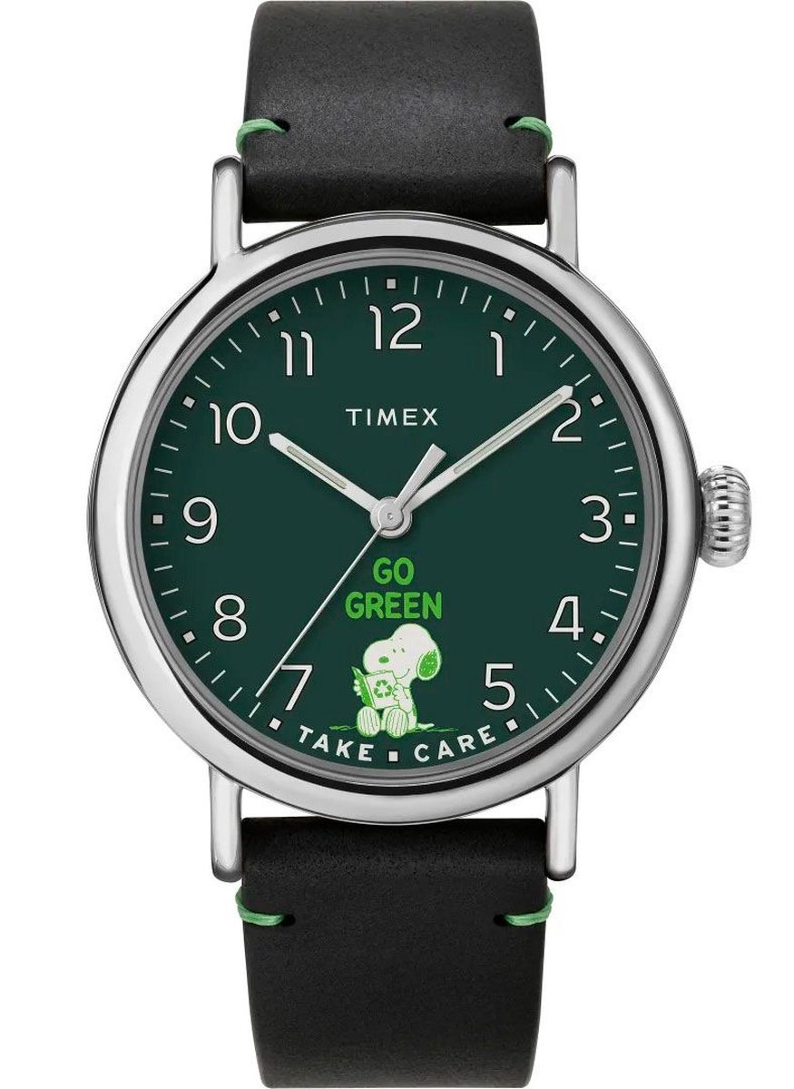Timex Standard x Peanuts Take Care TW2V32700 Horloge - Leer - Zwart - Ø 40 mm