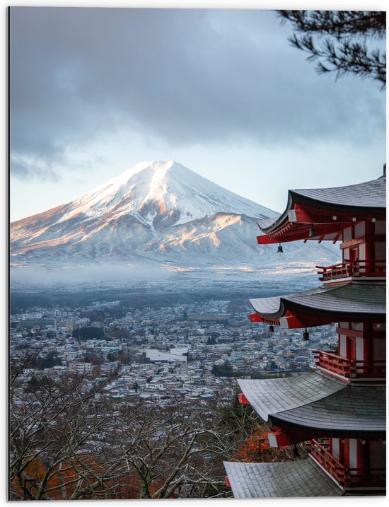 WallClassics - Dibond - Hoogste Berg van Japan - Fuji - 60x80 cm Foto op Aluminium (Met Ophangsysteem)