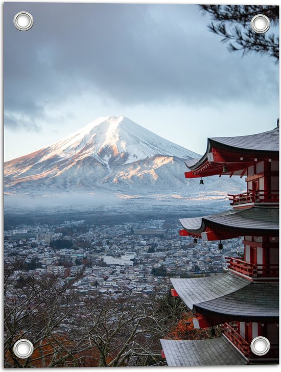 WallClassics - Tuinposter – Hoogste Berg van Japan - Fuji - 30x40 cm Foto op Tuinposter (wanddecoratie voor buiten en binnen)