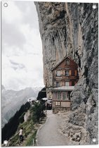 WallClassics - Tuinposter – Huisje op de Noordelijke top van Appenzeller Alpen - 50x75 cm Foto op Tuinposter (wanddecoratie voor buiten en binnen)
