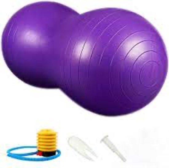 Padisport - Peanut Yoga Bal 90x45cm - zwangerschapsbal - yoga bal inclusief pomp - fitnessbal - pilates bal - yoga bal paars - yoga bal 90 cm - yoga - fitness - paars van Padisport — afbeelding 4