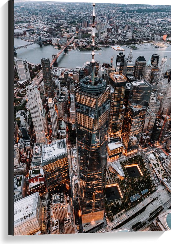 WallClassics - Canvas - De Stad vanuit de Lucht - New York - 60x90 cm Foto op Canvas Schilderij (Wanddecoratie op Canvas)