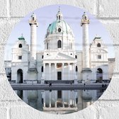 WallClassics - Muursticker Cirkel - Karlskirche kerk - Oostenrijk - 30x30 cm Foto op Muursticker