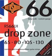 Rotosound bas snaren RS66LH, 4er 65-130 Drop Zone 66, Stainless Steel - Snarenset voor 4-string basgitaar