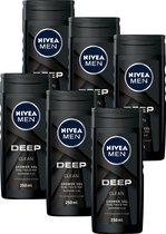 NIVEA MEN DEEP Clean Shower Gel - 6 x 250 ml - Voordeelverpakking - Douchegel