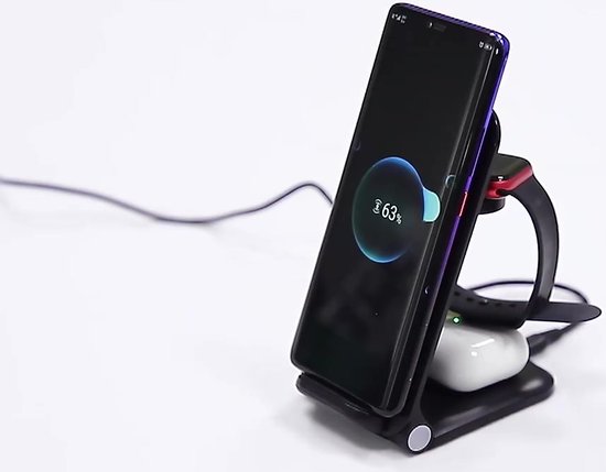 Station De Charge Sans Fil 3-en-1 Certifiée Qi 15W - Pour IPhone, Apple Watch, AirPods - Charge Rapide, Protection Multiple