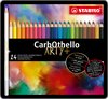 STABILO CarbOthello Crayons de Couleur Pastel Lime - Coffret Métal 24 pcs