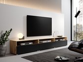 Tiroir de meuble - Meuble TV Bolivar - Noir mat - Chêne - 270 cm