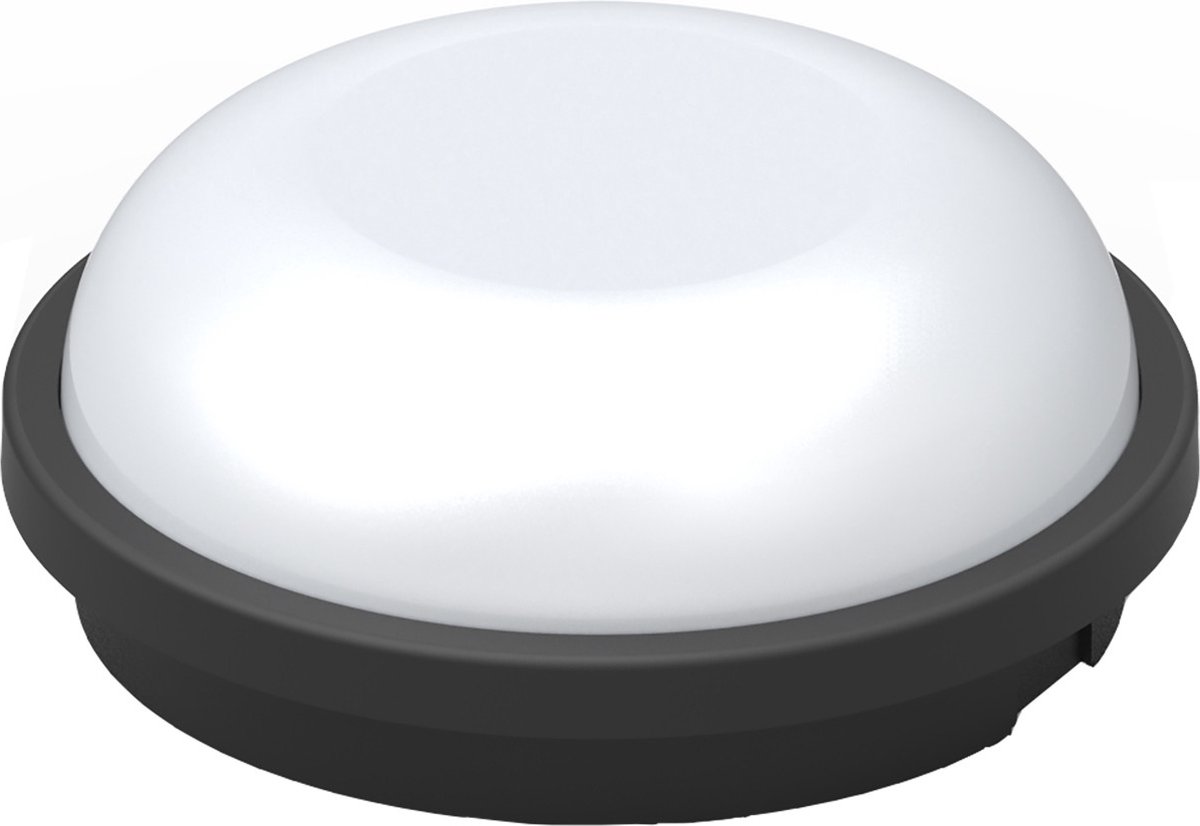 LED Plafondlamp - Badkamerlamp - Opbouw Rond - Waterdicht IP65 - Helder/Koud Wit 6400K - Mat Zwart Kunststof