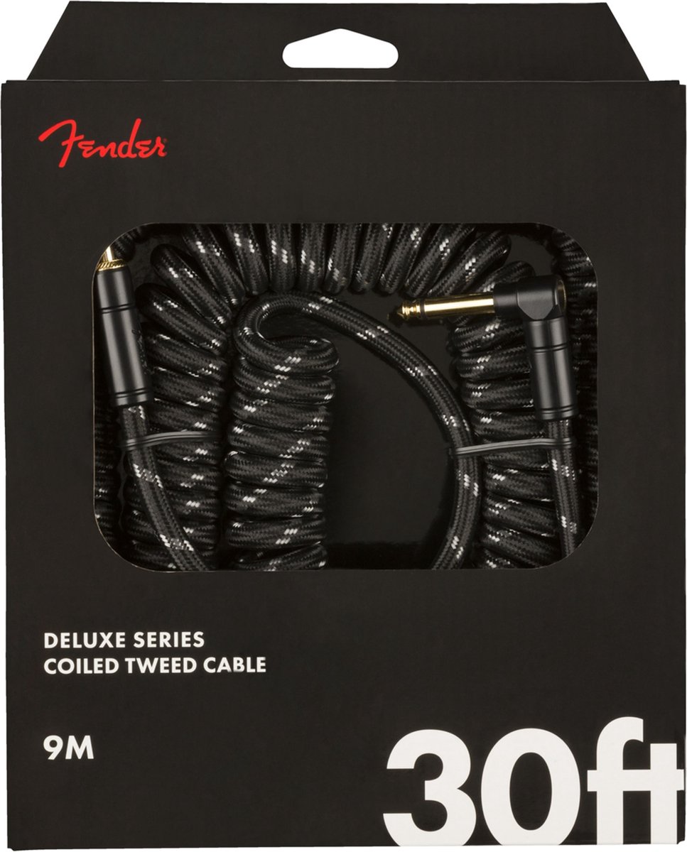 Fender Coil Cable Deluxe Tweed Black, Jack-Jack Haaks, 9m