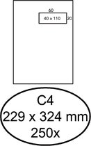 Vensterenvelop C4 Hermes VR ZK Wit