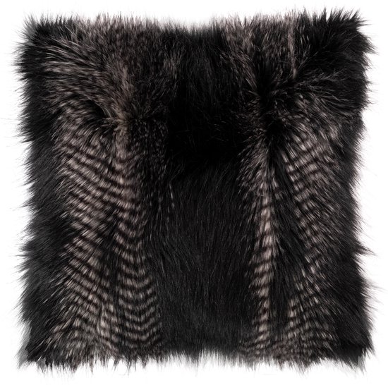 Kussen (gevuld) FOX fur - 45x45cm, black