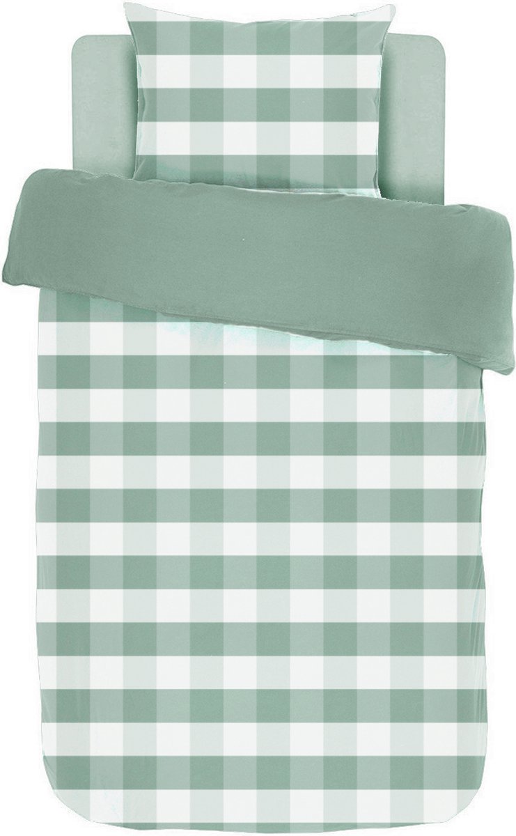 Dekbedovertrek EMMA Stone washed check katoen Groen