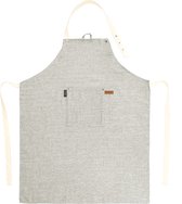 Tiseco Home Studio - Keukenschort HERCULES - 90% polyester - 10% linnen - Verstelbaar aan de nek, ruime voorzak, ophanglus - 68x85 cm - Taupe