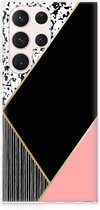 Telefoonhoesje Geschikt voor Samsung Galaxy S23 Ultra TPU Silicone Hoesje Black Pink Shapes