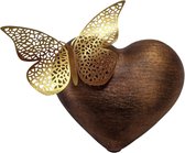 LBM mini urn hart met vlinder - brons - 450 ml - duurzaam kunststof