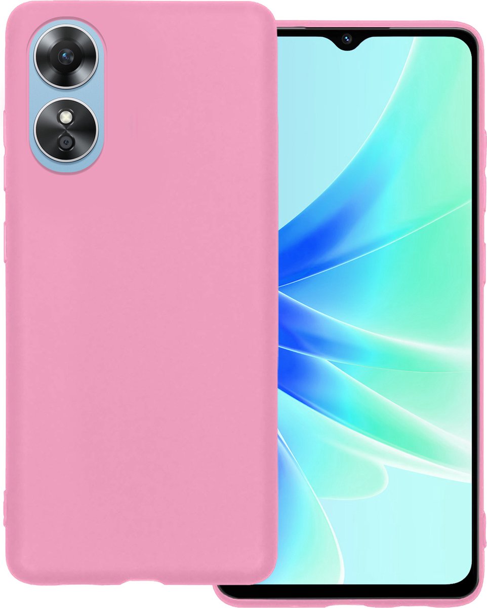 Hoesje Geschikt voor OPPO A17 - Sterk & Shockproof - Hoes Cover - Siliconen Case - Lichtroze
